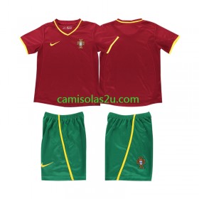 Camisolas de futebol Portugal Retro Criança Equipamento Principal 2002 Manga Curta